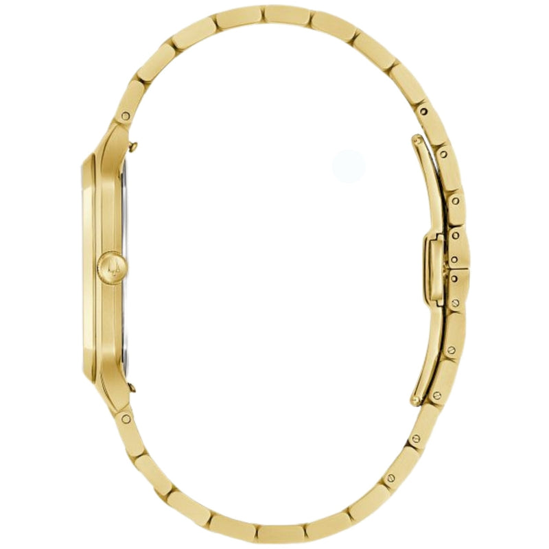 Bulova Tony Bennett Gold 97B236 analog herrklocka med silver urtavla och armband i rostfritt stål