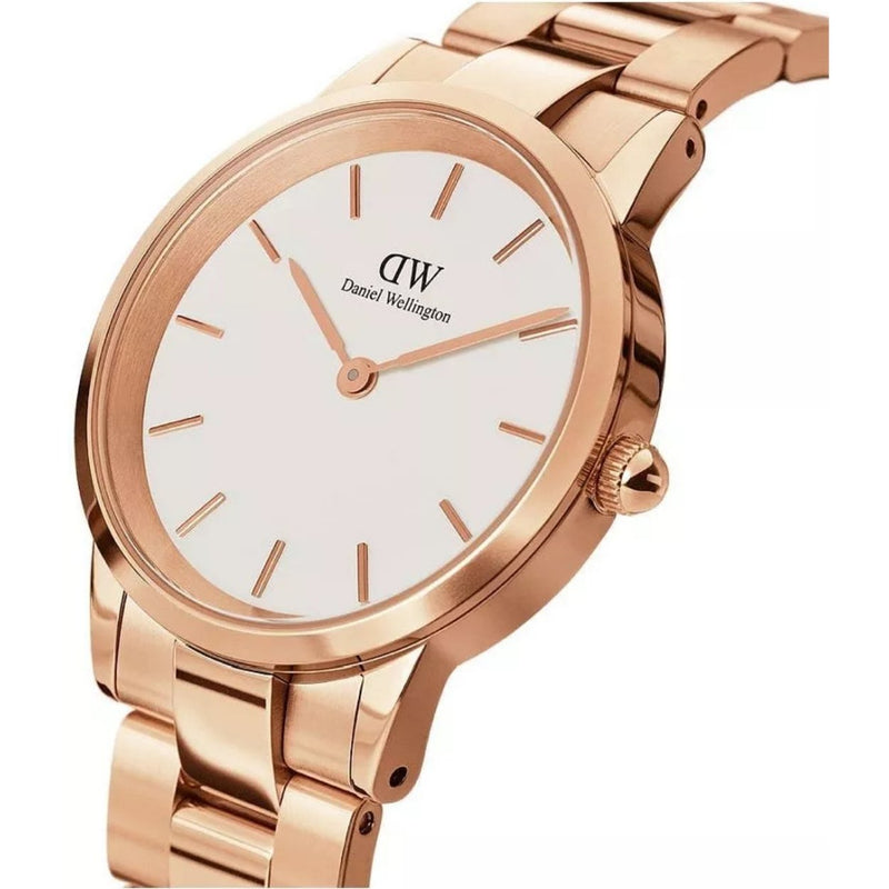 Daniel Wellington Iconic Link DW00100343 analog herrklocka med vit urtavla och armband i rostfritt stål