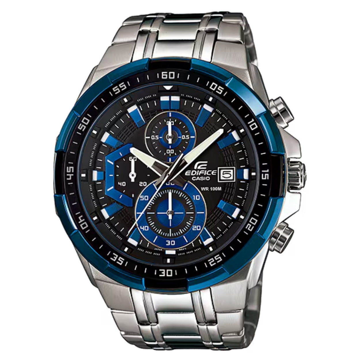 Casio Edifice EFR-539D-1A2VUEF analog herrklocka med flerfärgad urtavla och armband i rostfritt stål