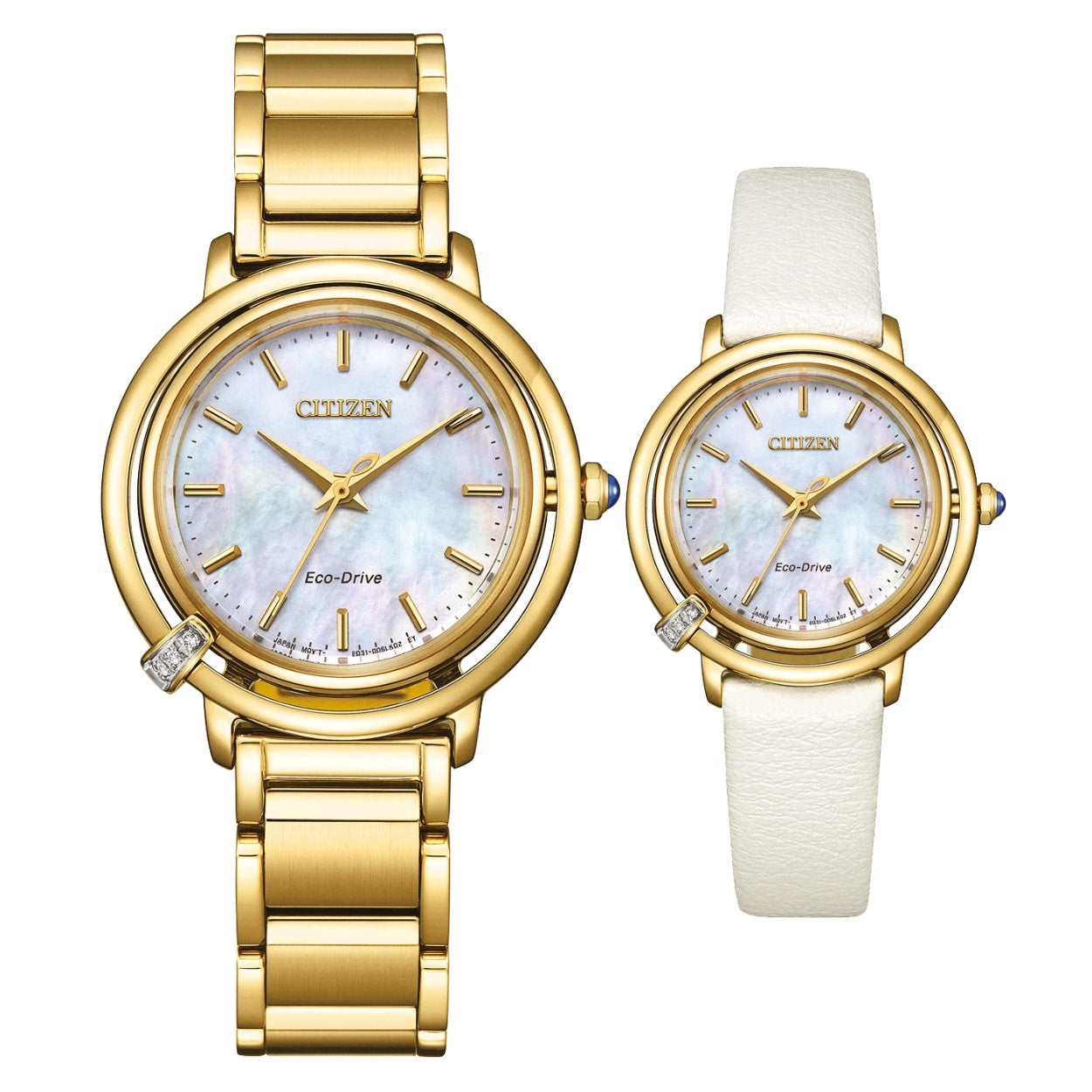 Citizen L Eco-Drive EM1092-64D analog damklocka med vit urtavla och armband i rostfritt stål