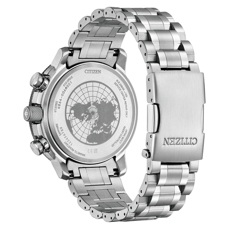 Citizen Promaster Geo Trekker BY3006-53E analog herrklocka med svart urtavla och armband i rostfritt stål