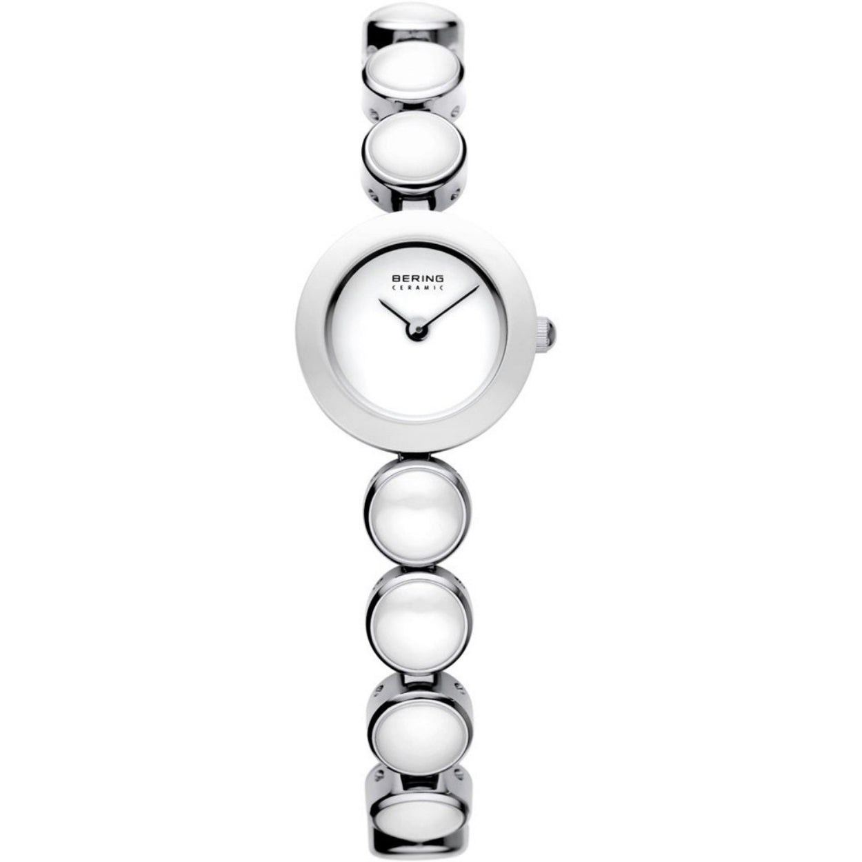 Bering Ceramic 33220-754 analog damklocka med vit urtavla och armband i rostfritt stål