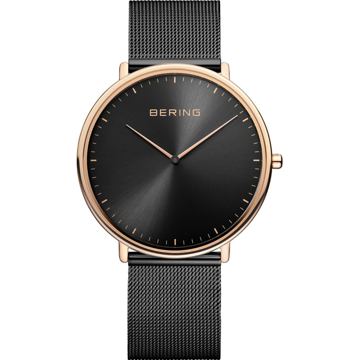 Bering Ultra Slim 15739-166 analog unisexklocka med svart urtavla och armband i rostfritt stål