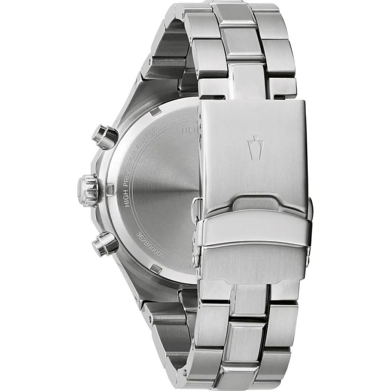 Bulova Precisionist Classic 96B410 analog herrklocka med svart urtavla och armband i rostfritt stål