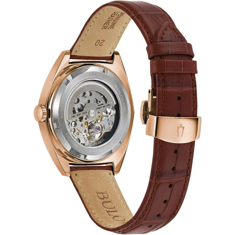 Bulova Classic 97A175 analog herrklocka med silver urtavla och armband i läder
