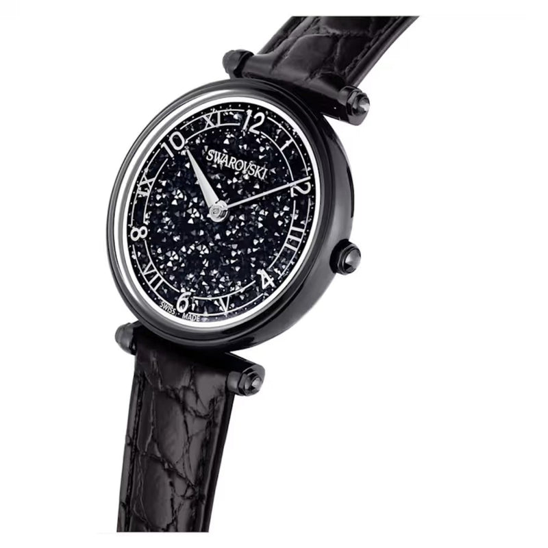Swarovski Crystalline Wonder 5664311 analog damklocka med svart urtavla och armband i skinn