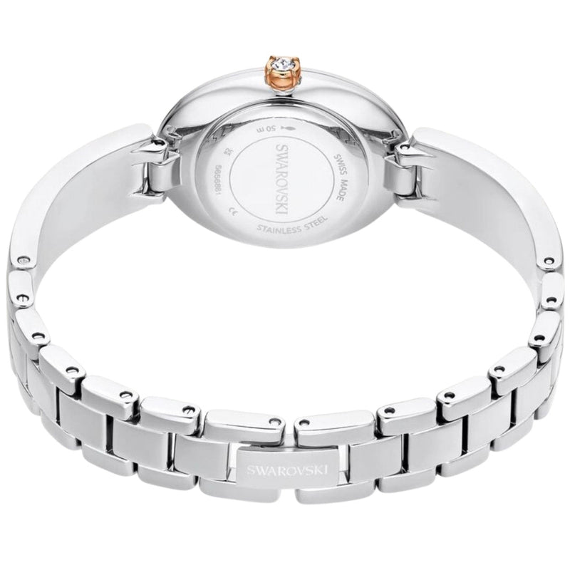 Swarovski Crystal Rock Oval 5656881 analog damklocka med silver urtavla och armband i rostfritt stål