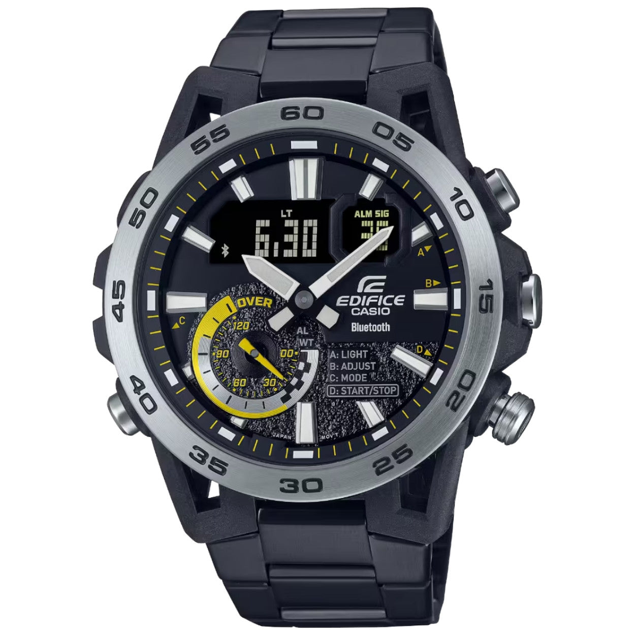 Casio Edifice Chronograph Bluetooth ECB-40DC-1AEF analog herrklocka med svart urtavla och armband i rostfritt stål