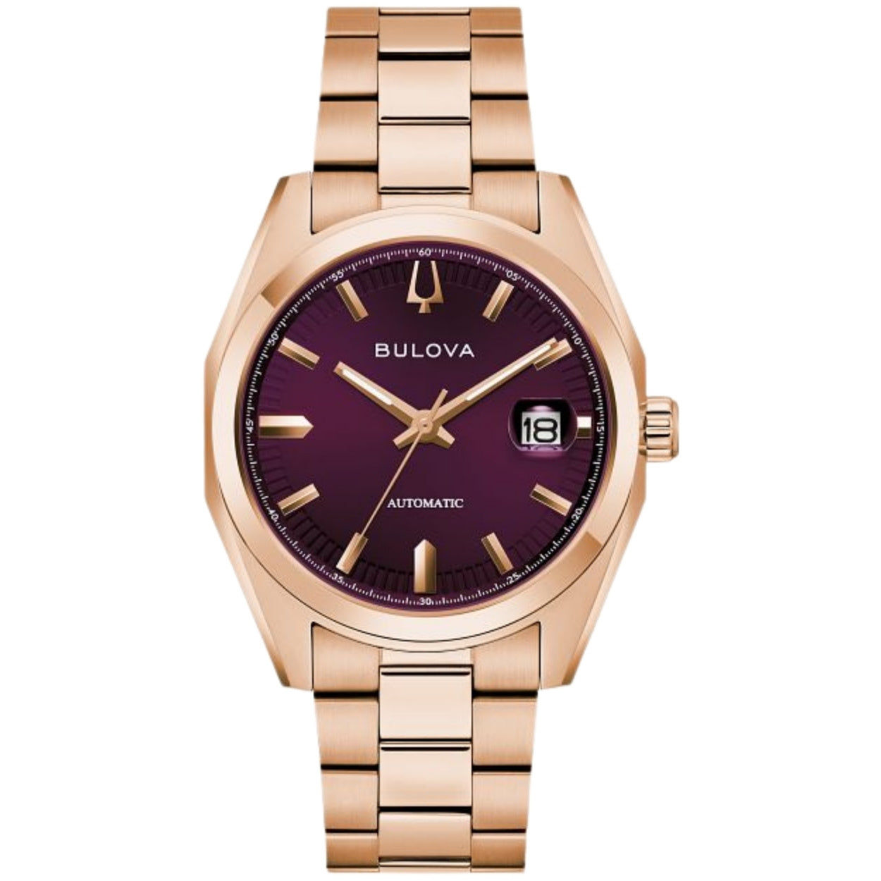 Bulova Surveyor 97B234 analog herrklocka med lila urtavla och armband i rostfritt stål