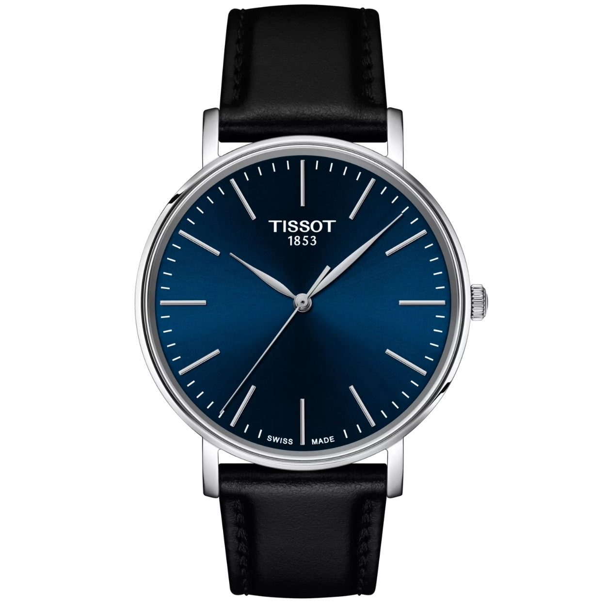 Tissot Everytime T143.410.16.041.00 analog unisexklocka med blå urtavla och armband i läder