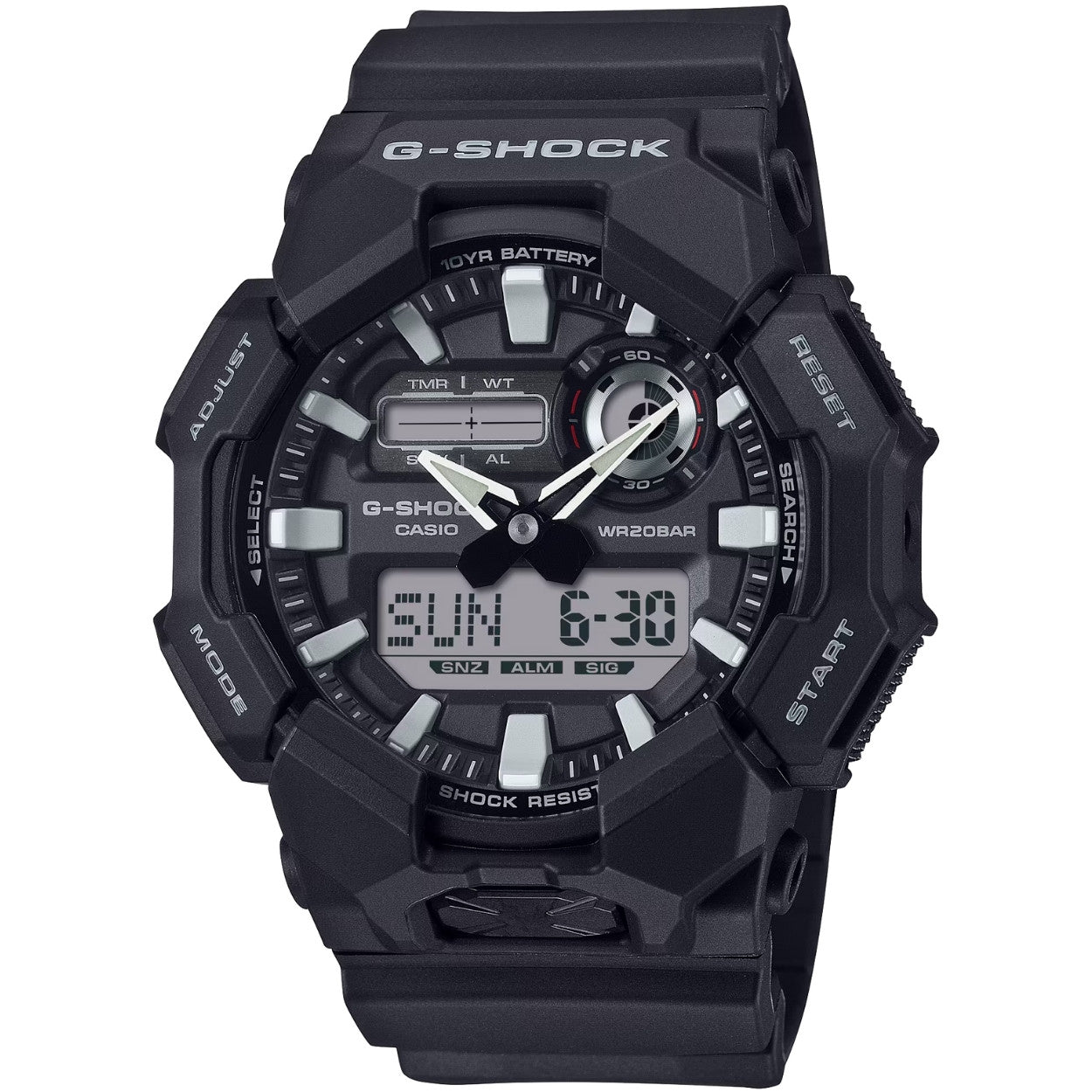 Casio G-Shock GA-010-1AER ana-digi herrklocka med svart urtavla och armband i resin