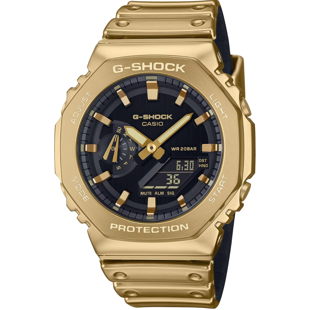 Casio G-Steel GM-2100YMG-9AER ana-digi unisexklocka med svart urtavla och armband i rostfritt stål