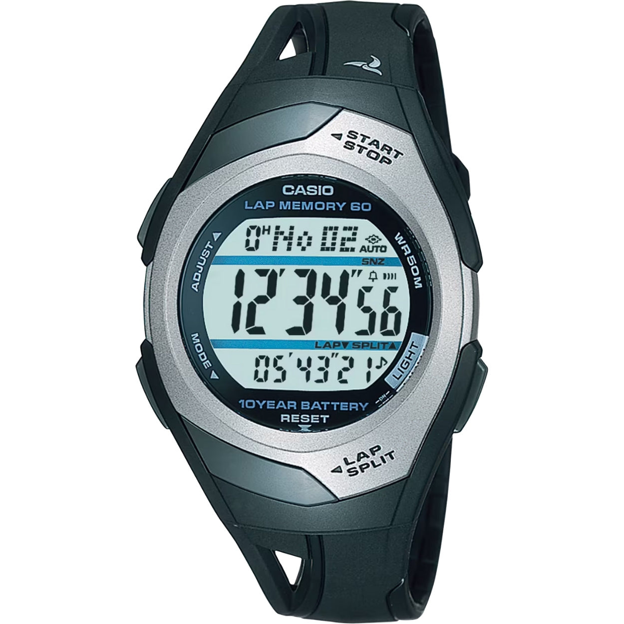 Casio Collection SPORTS STR-300C-1VEF digital unisexklocka med grön urtavla och armband i resin
