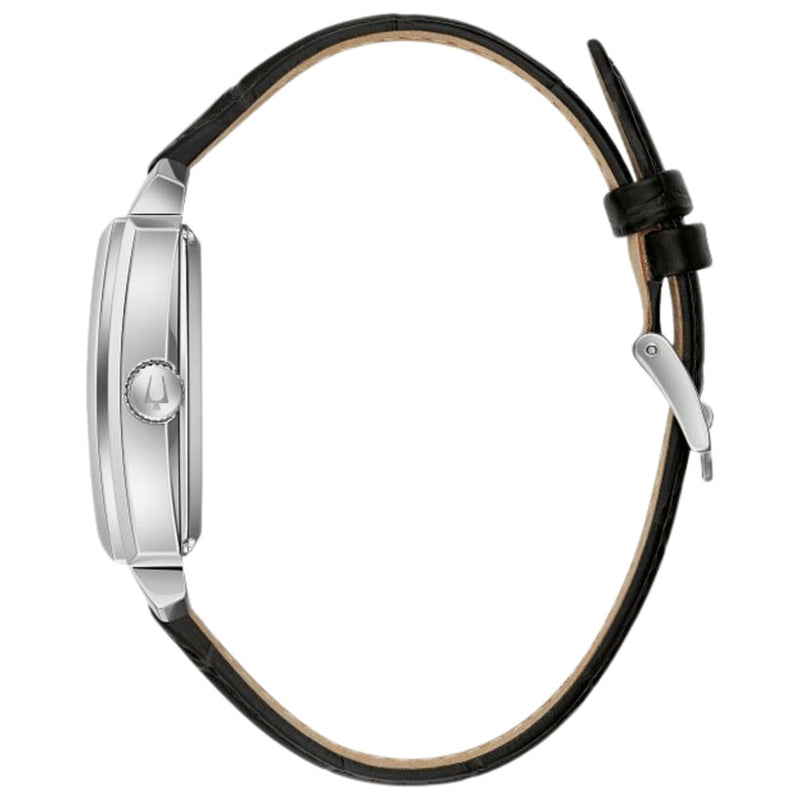 Bulova Sutton Automatisk 96A269 analog herrklocka med svart urtavla och armband i läder