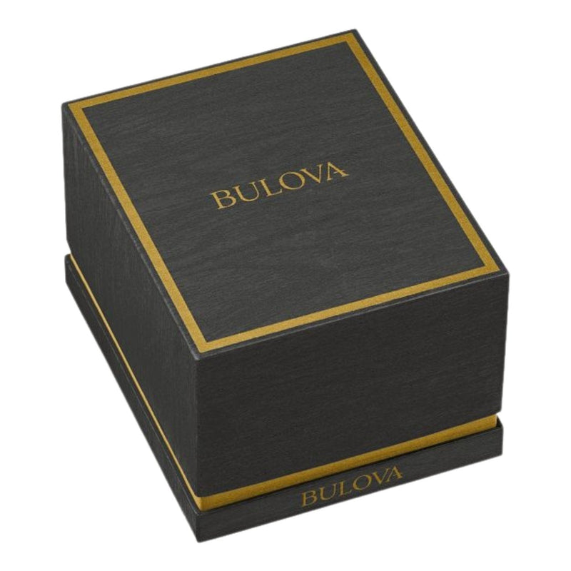 Bulova Sutton Automatisk 96A269 analog herrklocka med svart urtavla och armband i läder