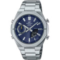 Casio Edifice Link ECB-S10D-2AEF ana-digi herrklocka med blå urtavla och armband i rostfritt stål