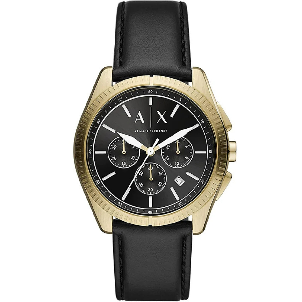 Armani Exchange Giacomo AX2854 analog herrklocka med svart urtavla och armband i läder