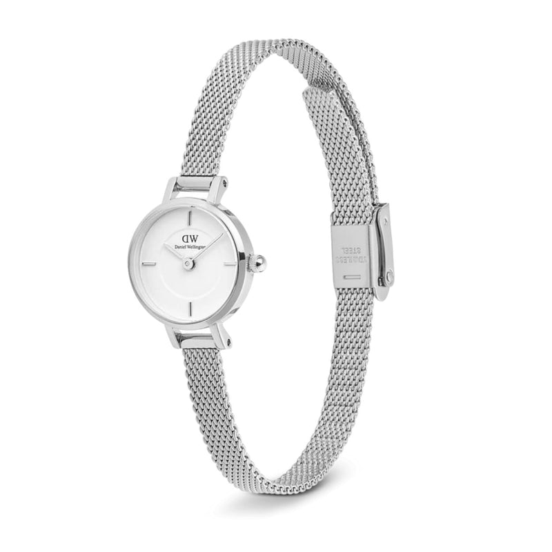 Daniel Wellington Petite Mini Sterling DW00100746 analog damklocka med vit urtavla och armband i rostfritt stål