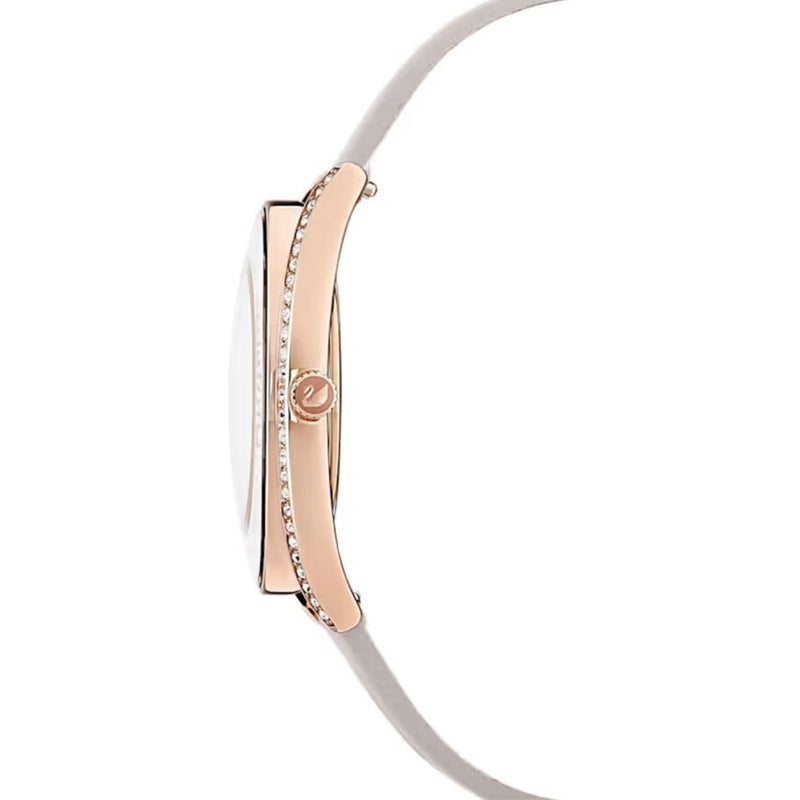 Swarovski Crystalline aura 5519450 analog damklocka med silver urtavla och armband i läder