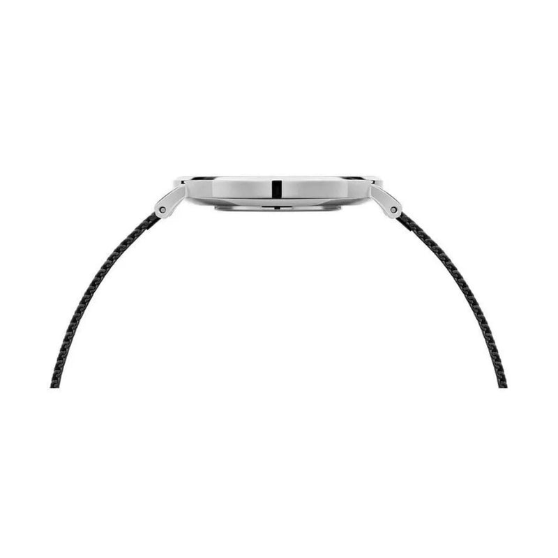 Daniel Wellington Petite Ashfield DW00100308 analog damklocka med svart urtavla och armband i rostfritt stål