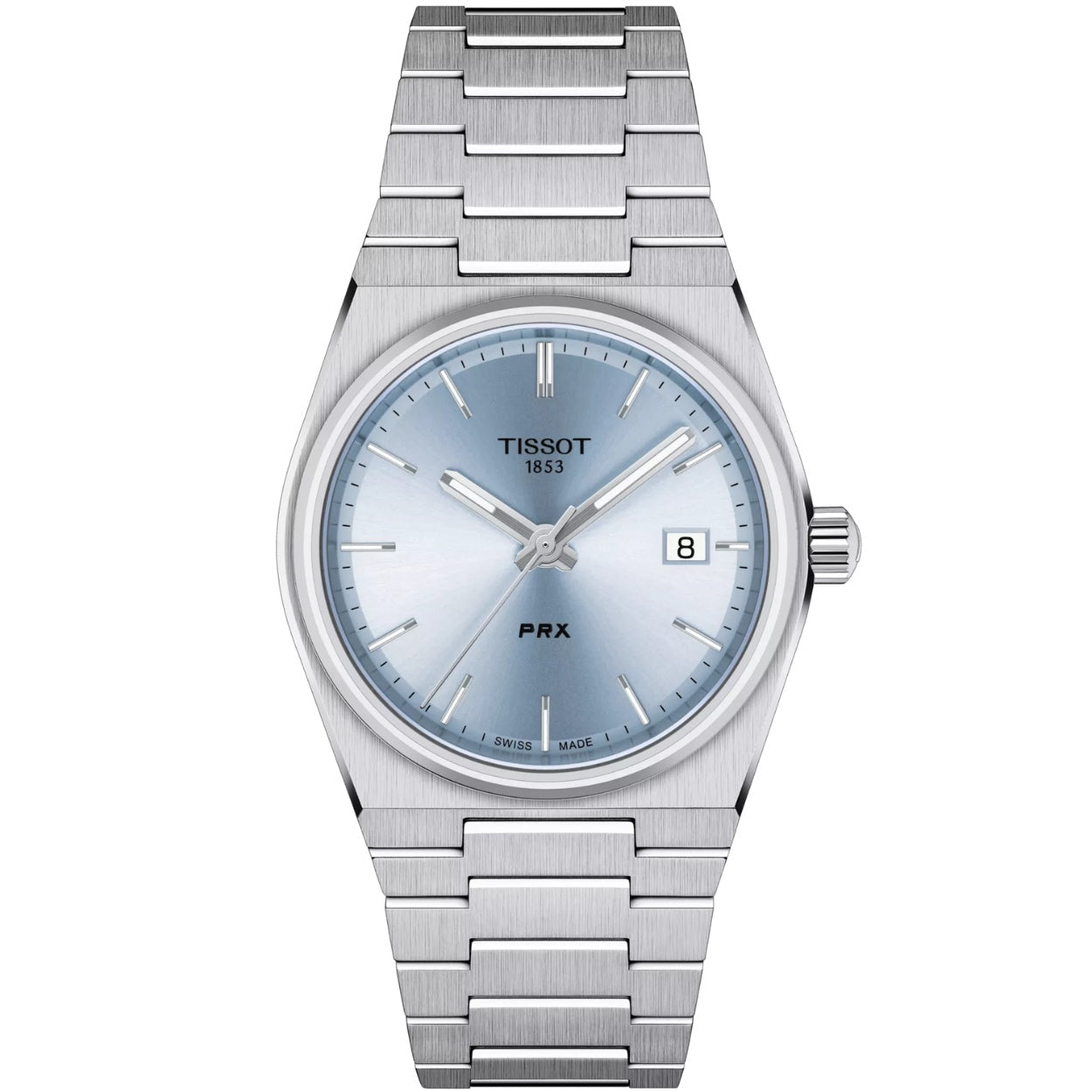 Tissot PRX 35mm T137.210.11.351.00 analog unisexklocka med blå urtavla och armband i rostfritt stål