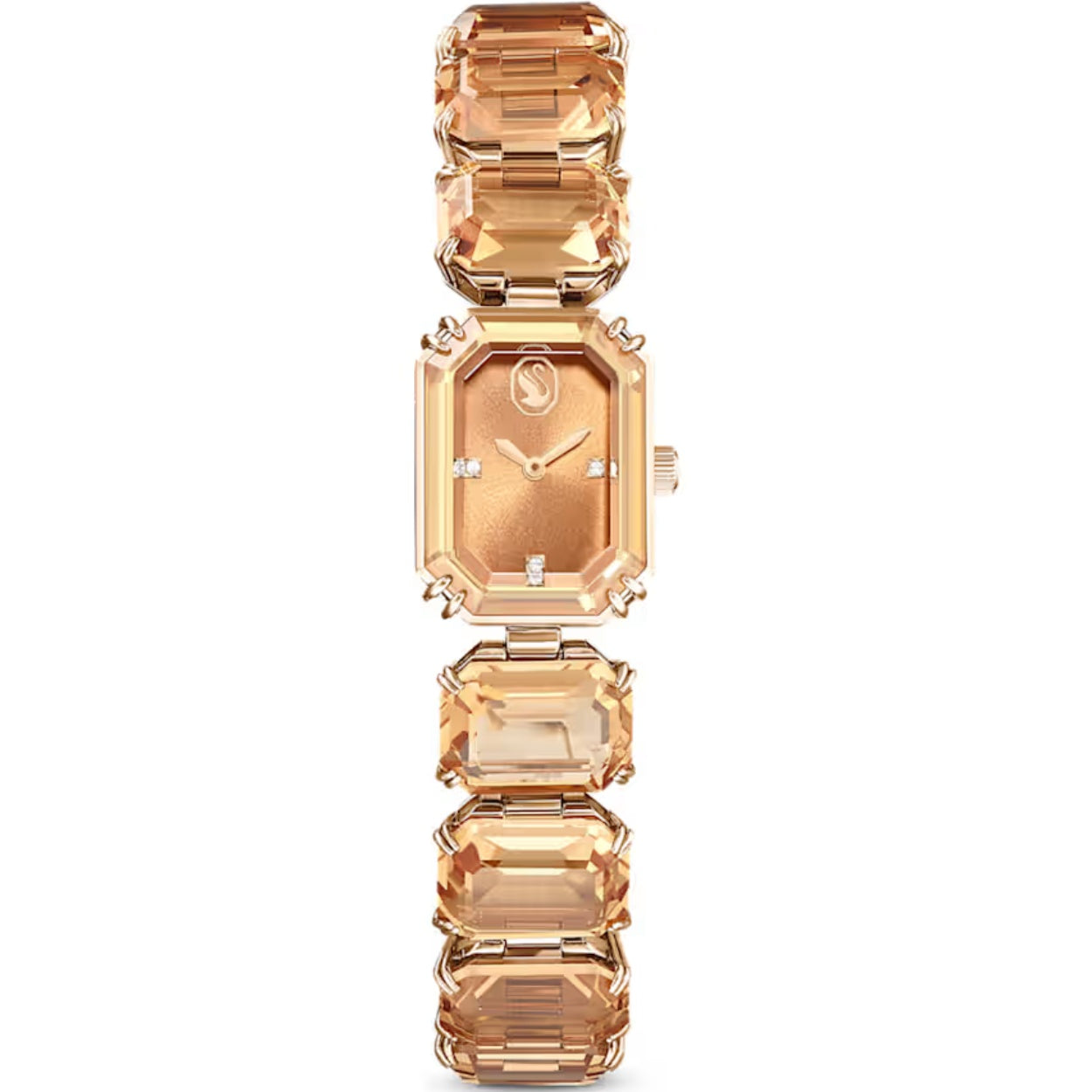 Swarovski Octagon cut bracelet 5729841 analog damklocka med brun urtavla och armband i rostfritt stål
