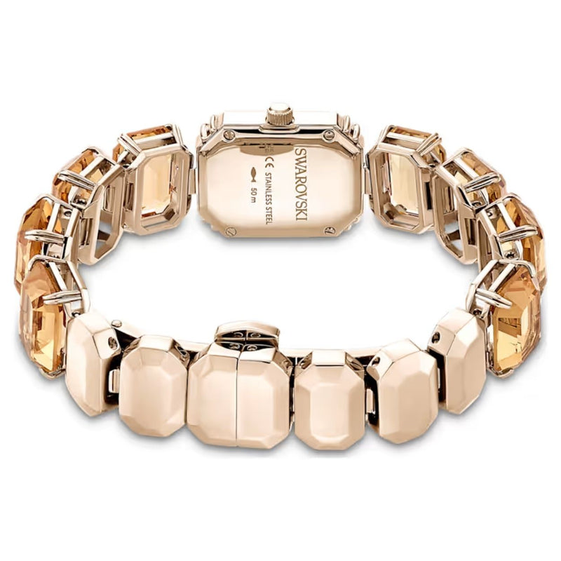 Swarovski Octagon cut bracelet 5729841 analog damklocka med brun urtavla och armband i rostfritt stål