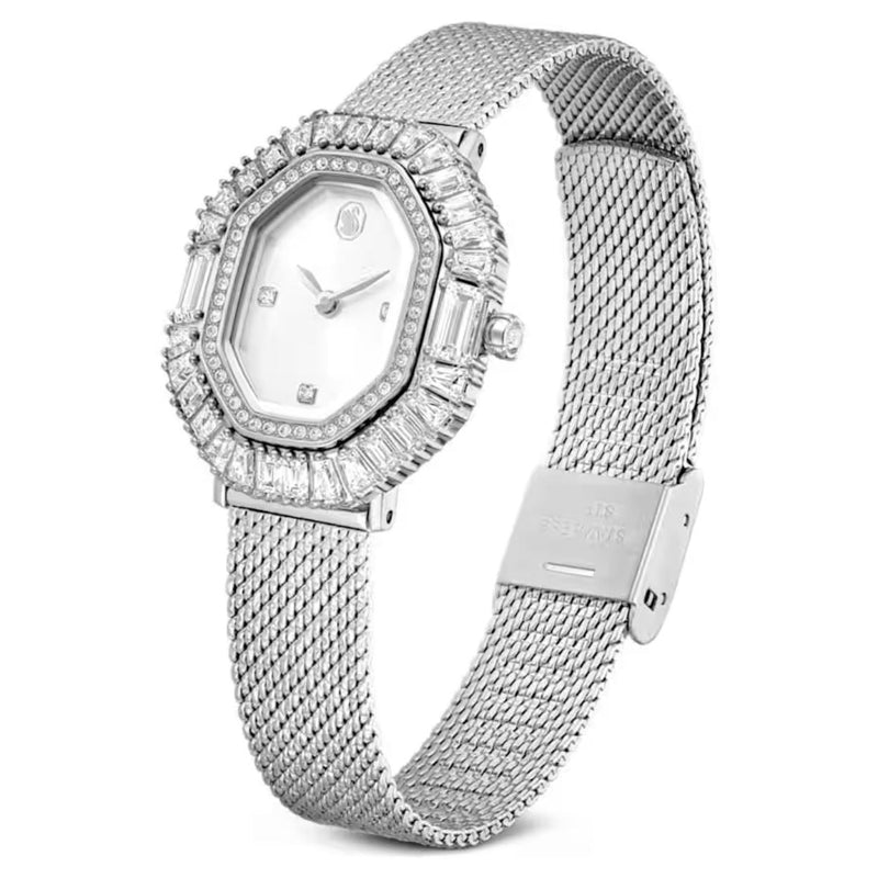 Swarovski Matrix octagon 5732498 analog damklocka med vit urtavla och armband i rostfritt stål