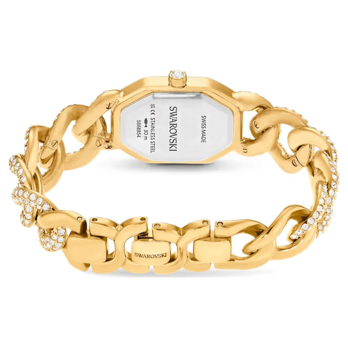 Swarovski Dextera chain 5668854 analog damklocka med guld urtavla och armband i rostfritt stål