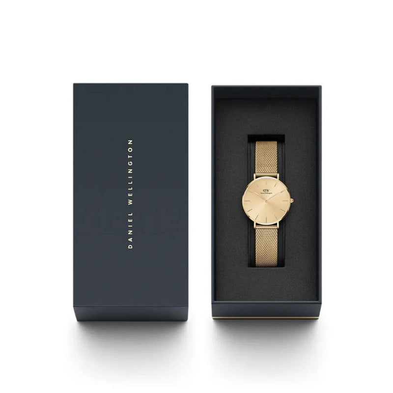 Daniel Wellington Petite Unitone DW00100474 analog damklocka med guld urtavla och armband i rostfritt stål