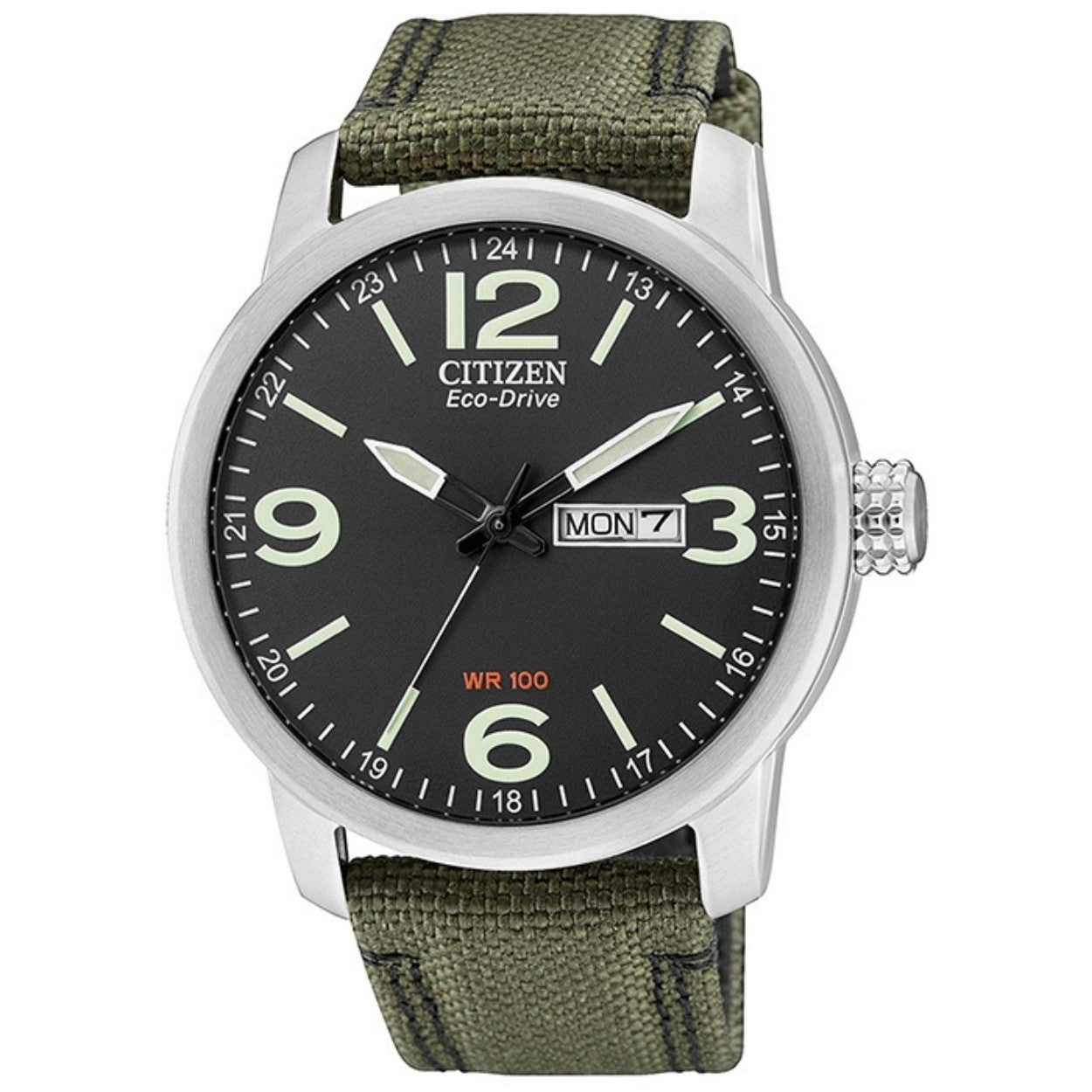 Citizen Sport BM8470-11EE analog herrklocka med svart urtavla och armband i textil
