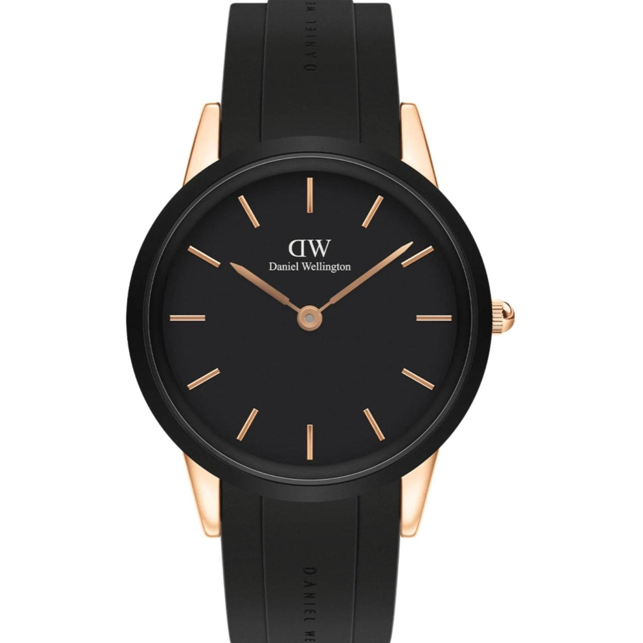 Daniel Wellington Iconic Motion DW00100611 analog herrklocka med svart urtavla och armband i silikon