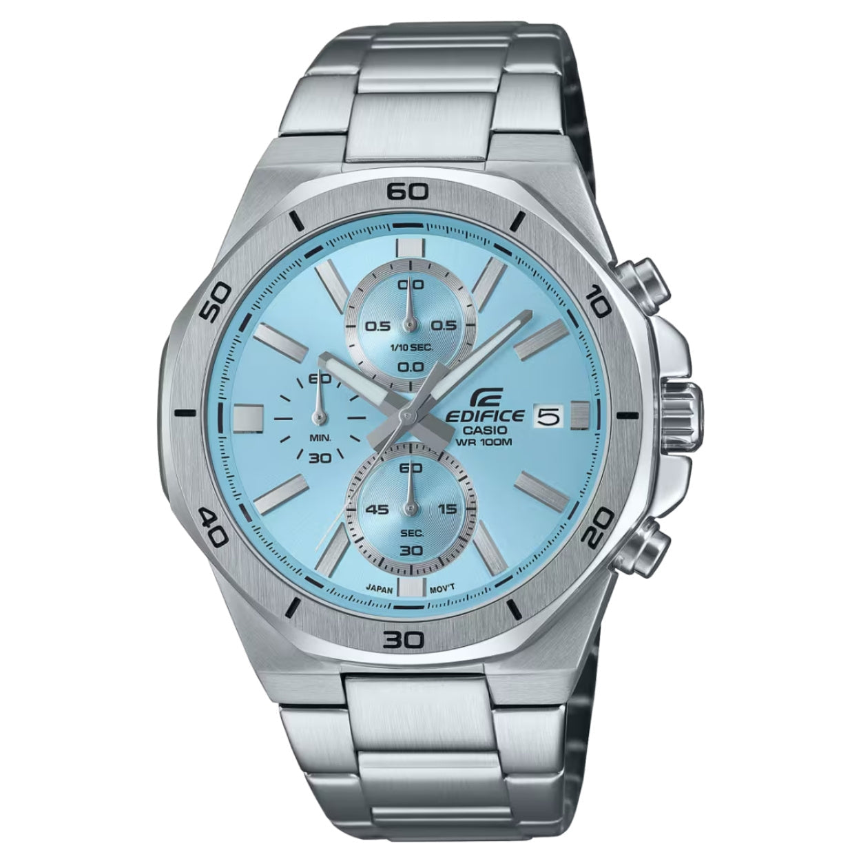 Casio Edifice EFV-640D-2BVUEF analog herrklocka med blå urtavla och armband i rostfritt stål