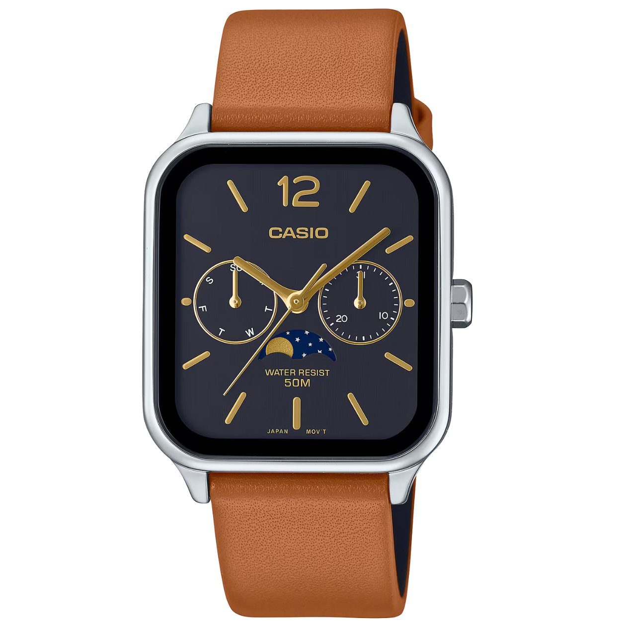 Casio Timeless Collection MTP-M305L-1AVER analog herrklocka med blå urtavla och armband i läder