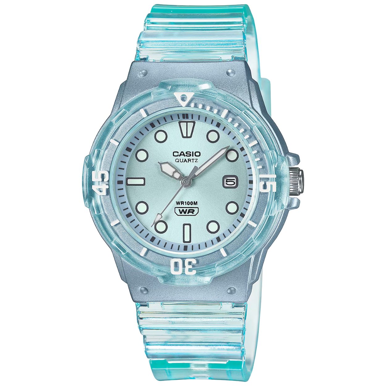 Casio Timeless LRW-200HS-2EVEF analog damklocka med blå urtavla och armband i resin