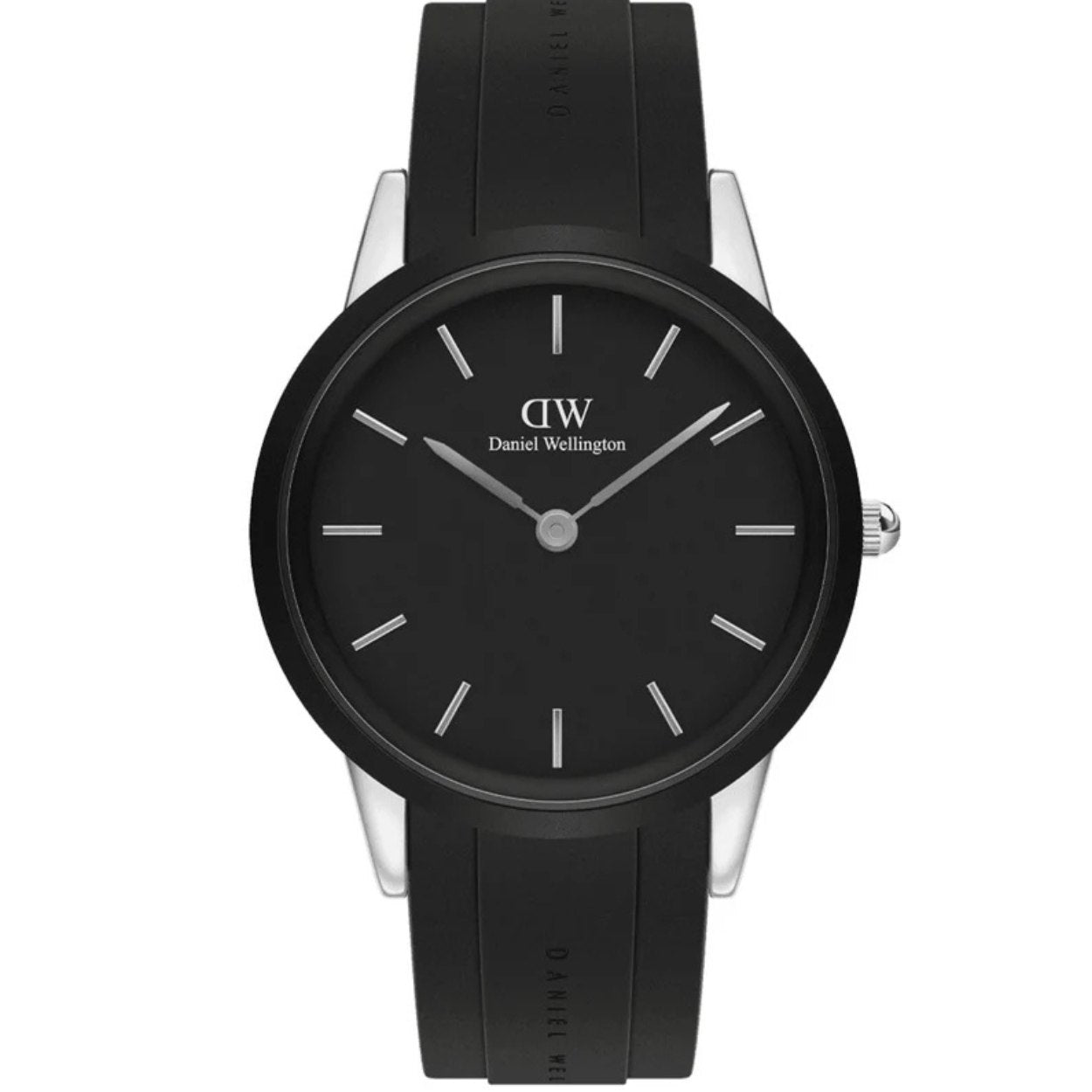 Daniel Wellington Iconic Motion DW00100612 analog herrklocka med svart urtavla och armband i silikon