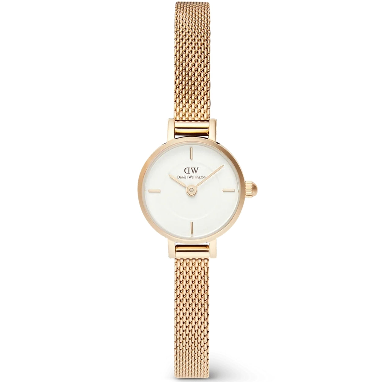 Daniel Wellington Petite Mini Evergold analog damklocka med vit urtavla och armband i rostfritt stål