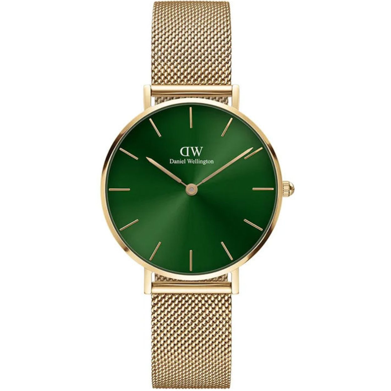 Daniel Wellington Petite DW00100480 analog damklocka med grön urtavla och armband i rostfritt stål