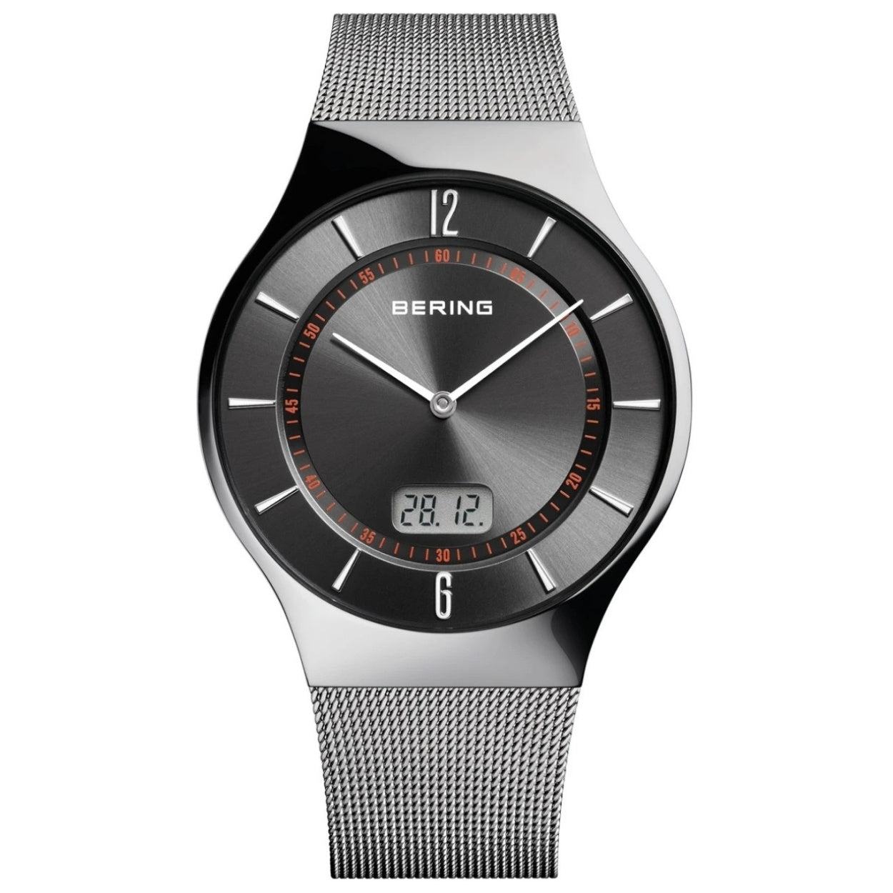 Bering Radio Controlled 51640-077 analog herrklocka med grå urtavla och armband i rostfritt stål
