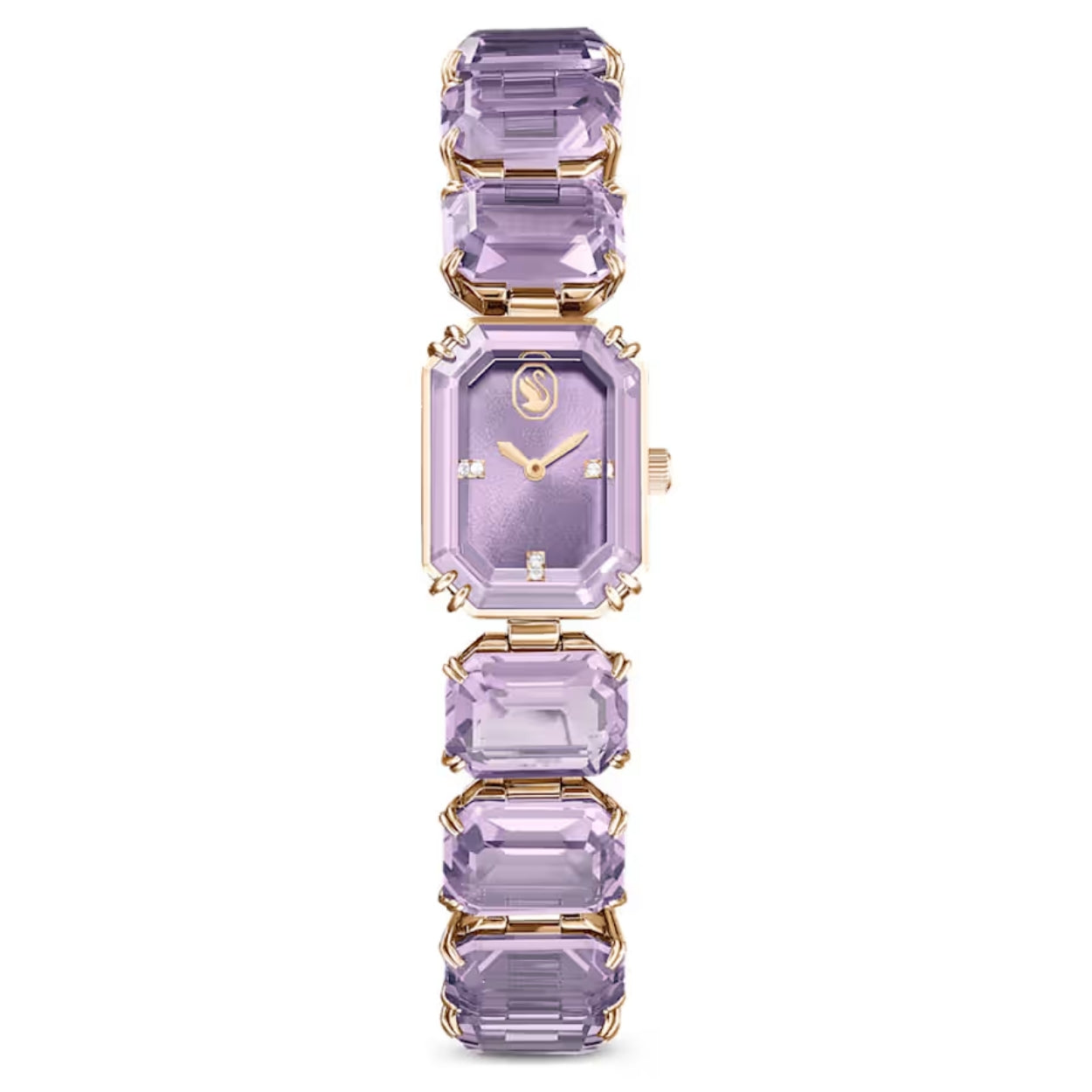 Swarovski Octagon cut bracelet 5722364 analog damklocka med lila urtavla och armband i rostfritt stål