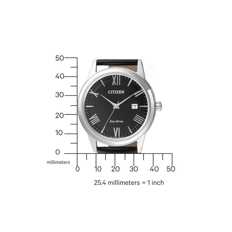 Citizen Eco-Drive AW1231-07E analog herrklocka med svart urtavla och armband i läder