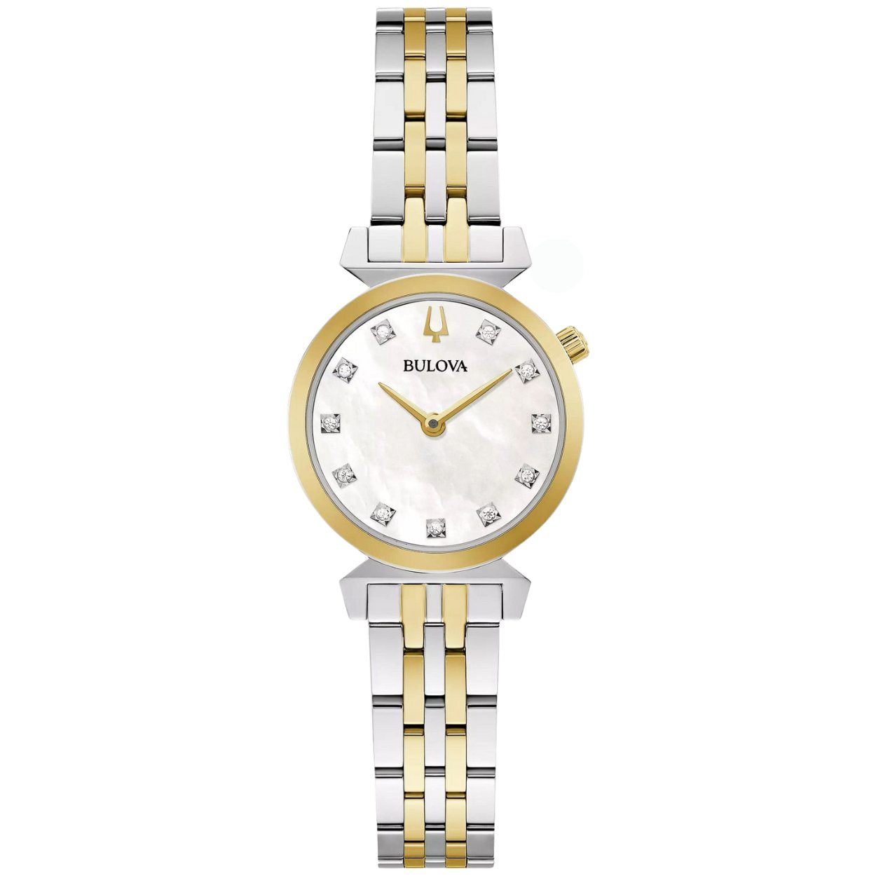 Bulova Regatta 98P202 analog damklocka med vit urtavla och armband i rostfritt stål