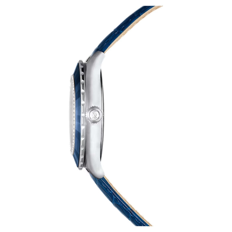 Swarovski Octea moon 5677494 analog damklocka med blå urtavla och armband i skinn