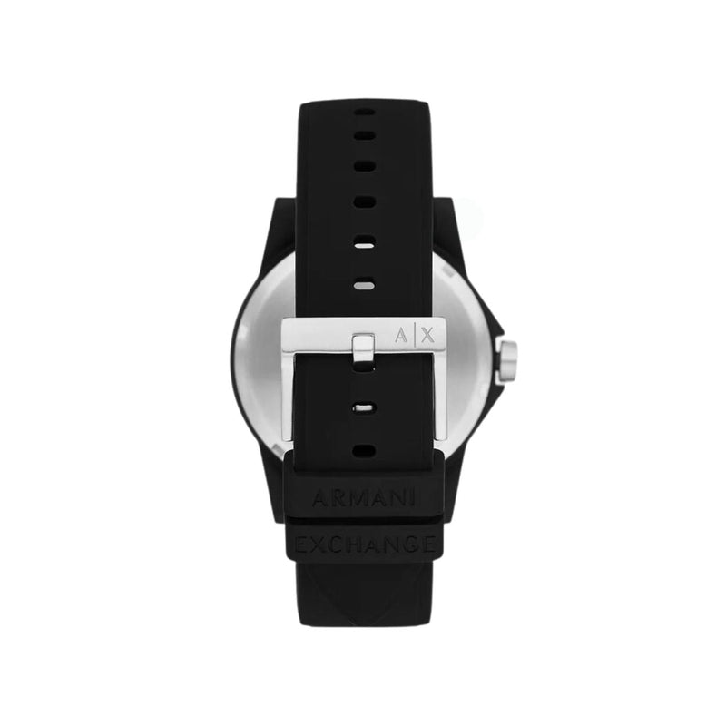 Armani Exchange Outerbanks AX2520 analog herrklocka med svart urtavla och armband i gummi