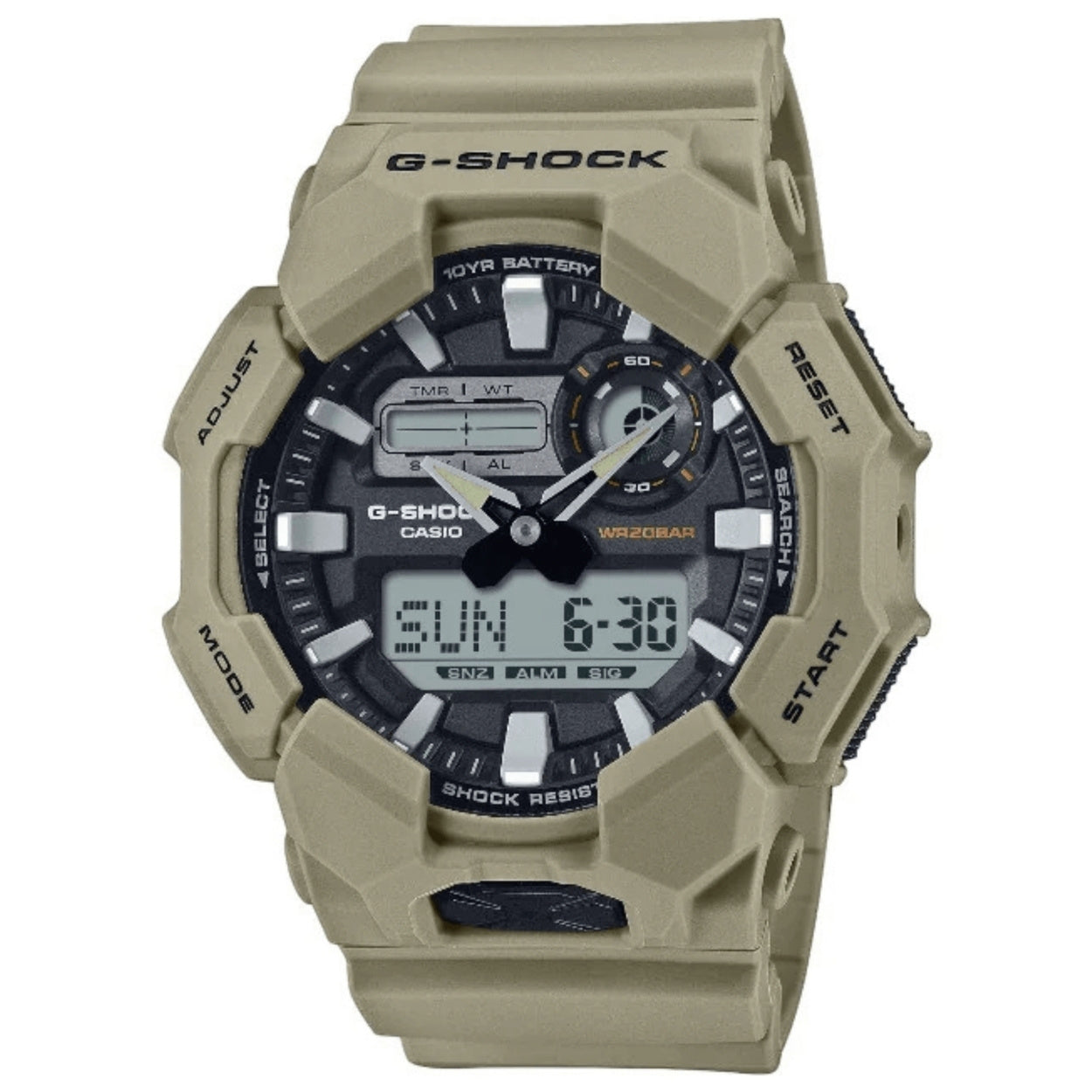 Casio G-Shock GA-010-5AER ana-digi herrklocka med svart urtavla och armband i resin