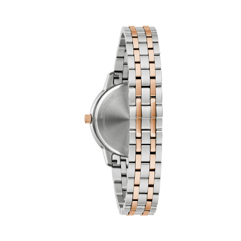 Bulova Sutton 98P213 analog damklocka med vit urtavla och armband i rostfritt stål