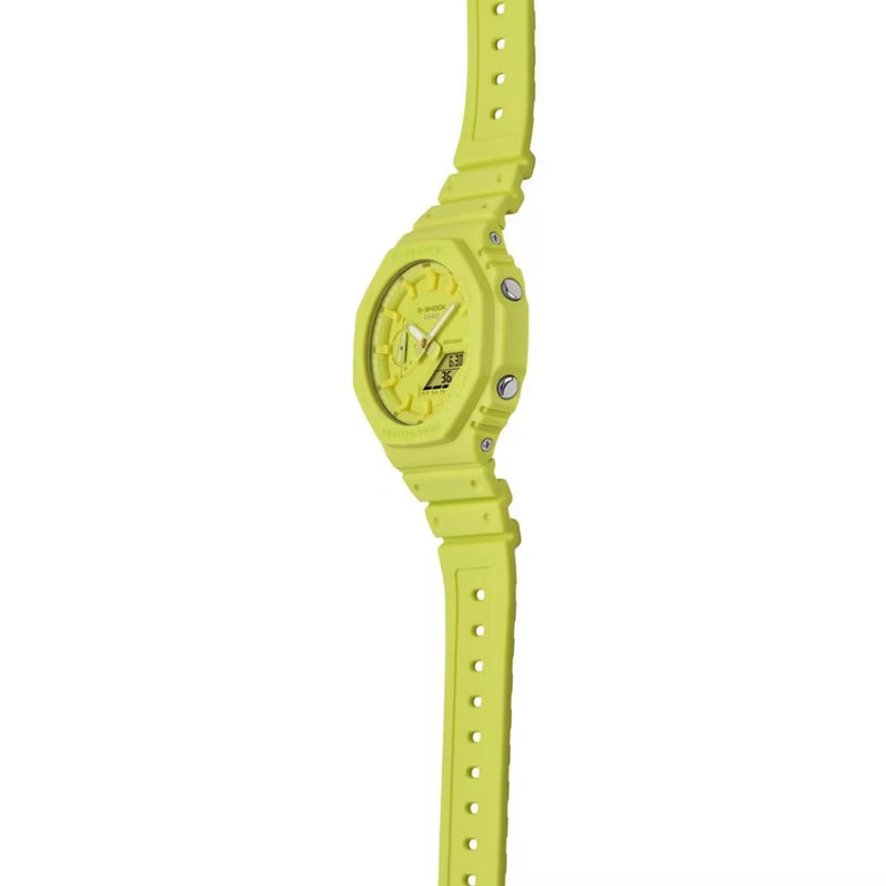 Casio G-shock GA-2100-9A9ER analog herrklocka med gul urtavla och armband i resin
