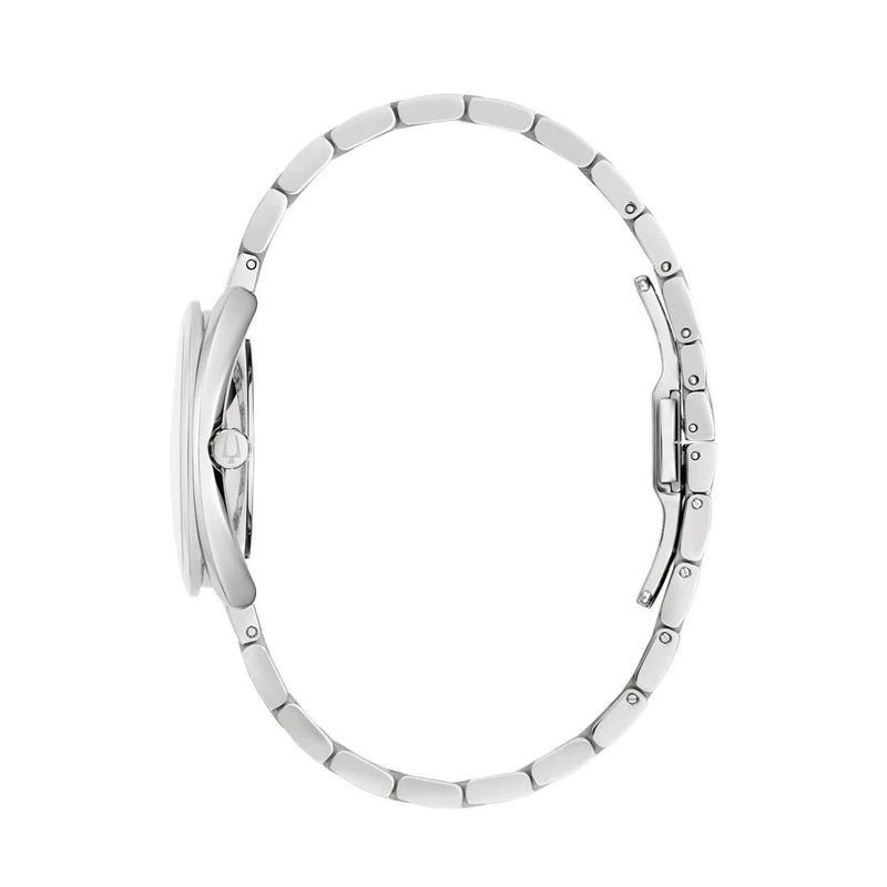 Bulova Classic Duality Diamond 96P240 analog damklocka med silver urtavla och armband i rostfritt stål