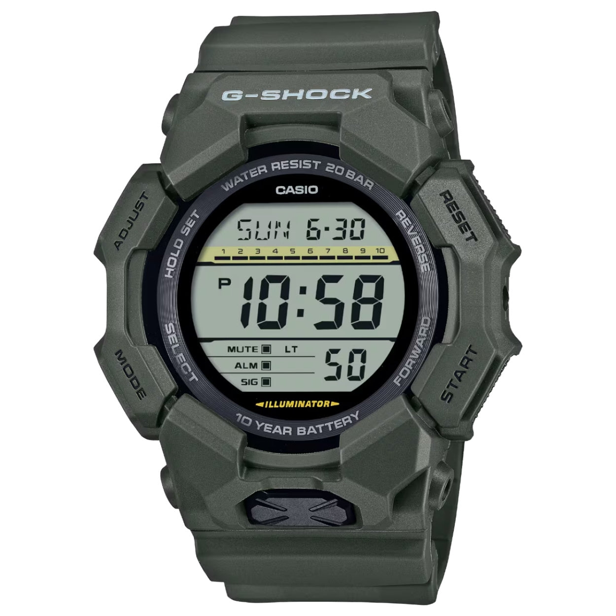 Casio G-Shock GD-010-3ER digital herrklocka med svart urtavla och armband i resin
