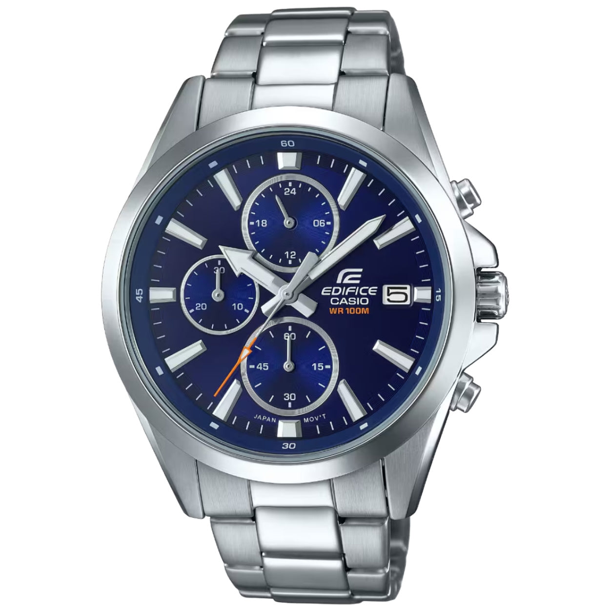 Casio Edifice EFV-560D-2AVUEF analog herrklocka med blå urtavla och armband i rostfritt stål